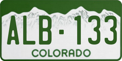 CO license plate ALB133