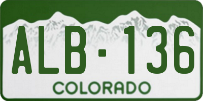 CO license plate ALB136