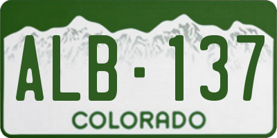 CO license plate ALB137