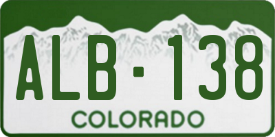 CO license plate ALB138