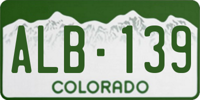 CO license plate ALB139