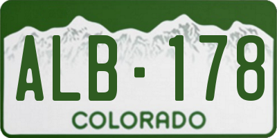 CO license plate ALB178