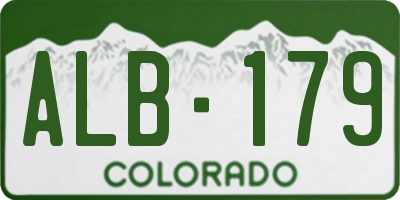 CO license plate ALB179
