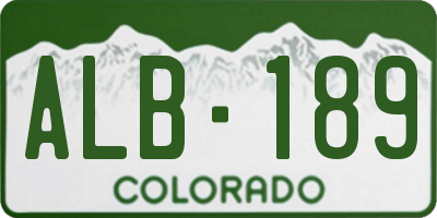 CO license plate ALB189