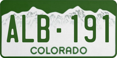 CO license plate ALB191
