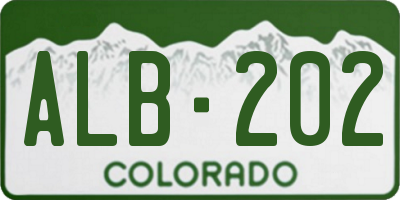 CO license plate ALB202