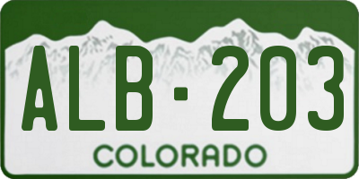 CO license plate ALB203