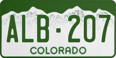 CO license plate ALB207
