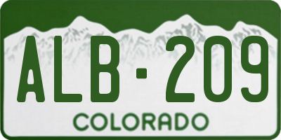 CO license plate ALB209
