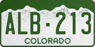 CO license plate ALB213