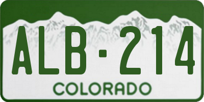 CO license plate ALB214