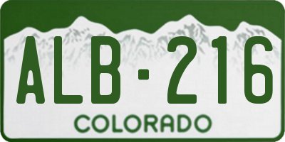 CO license plate ALB216