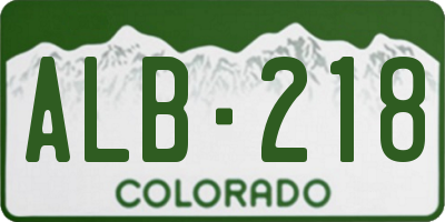 CO license plate ALB218
