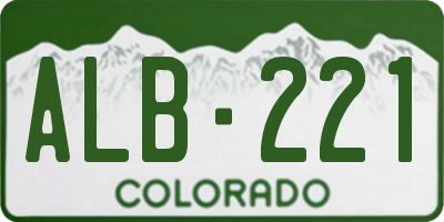 CO license plate ALB221