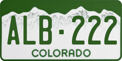 CO license plate ALB222