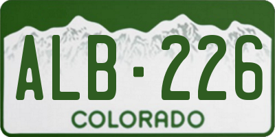 CO license plate ALB226
