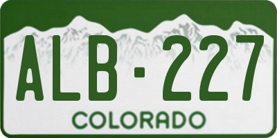 CO license plate ALB227