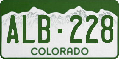 CO license plate ALB228