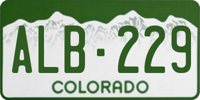 CO license plate ALB229