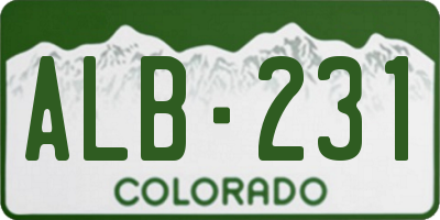CO license plate ALB231