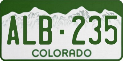 CO license plate ALB235