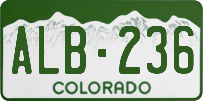 CO license plate ALB236