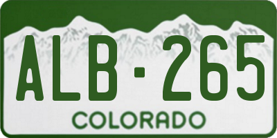 CO license plate ALB265