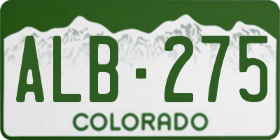 CO license plate ALB275