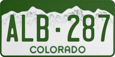 CO license plate ALB287