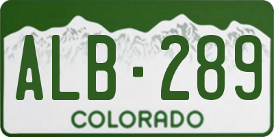 CO license plate ALB289