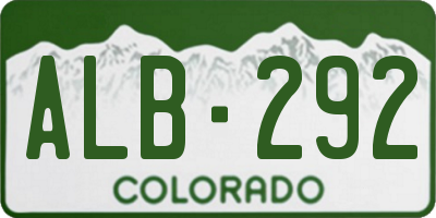 CO license plate ALB292