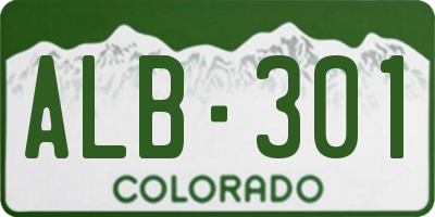 CO license plate ALB301