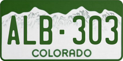 CO license plate ALB303