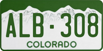 CO license plate ALB308