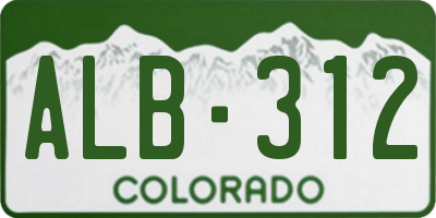 CO license plate ALB312