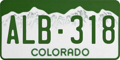 CO license plate ALB318