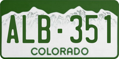 CO license plate ALB351
