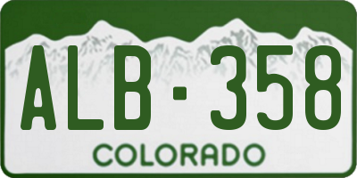 CO license plate ALB358