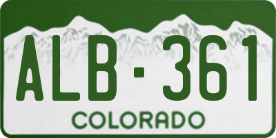 CO license plate ALB361