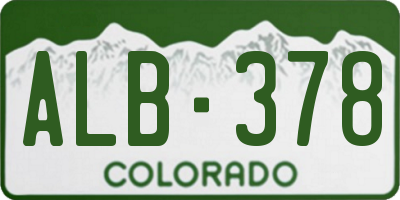 CO license plate ALB378