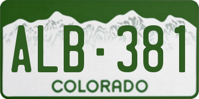CO license plate ALB381