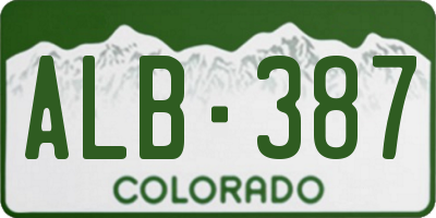 CO license plate ALB387