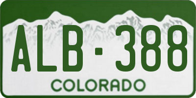 CO license plate ALB388