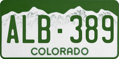 CO license plate ALB389