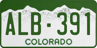 CO license plate ALB391