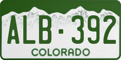CO license plate ALB392