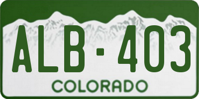 CO license plate ALB403