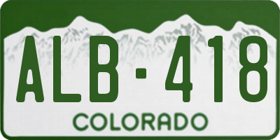 CO license plate ALB418
