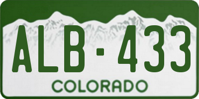 CO license plate ALB433
