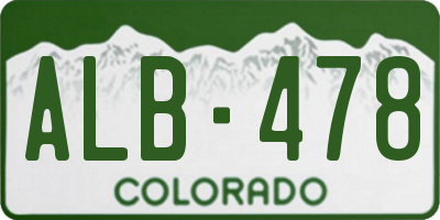 CO license plate ALB478
